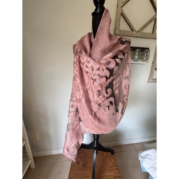 JESSICA MCCLINTOCK BURNOUT BROCADE SHEER DRESSY SHAWL - Picture 1 of 10